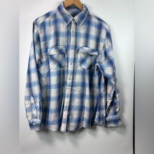 Old Navy Button Down Long Sleeve Ivory/Blue Shirt Men’s L